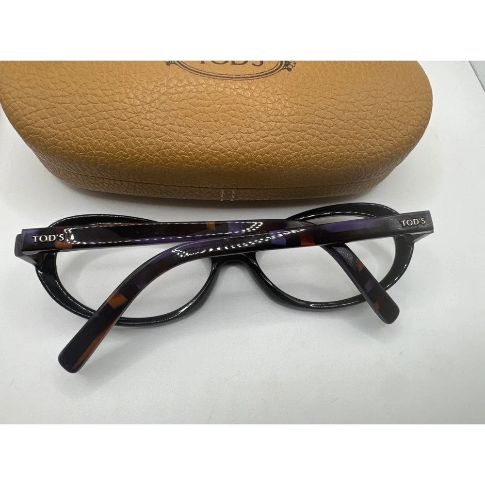 Tods TO 5029 005 Black Tortoise Oval Eyeglasses Frames Italy Case FRAMES ONLY